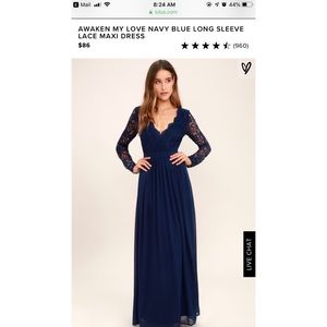 Navy Blue Long Sleeve Lace Maxi Dress from Lulus